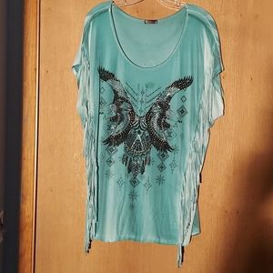 Turquoise top with beautiful embellishments